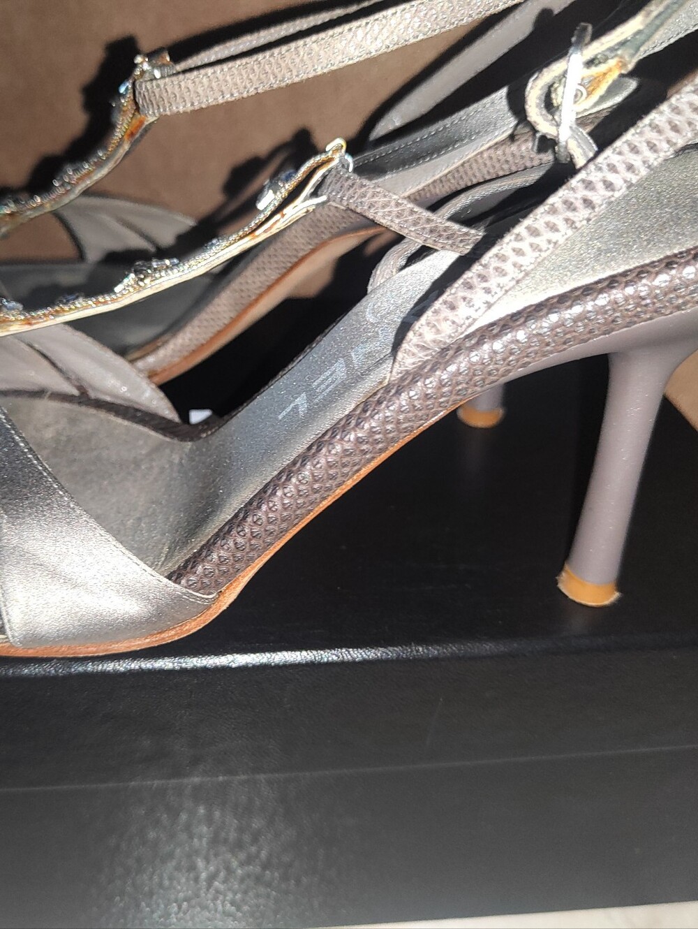 CHANEL satin rhinestone heels/sandals - Picture 2 of 11